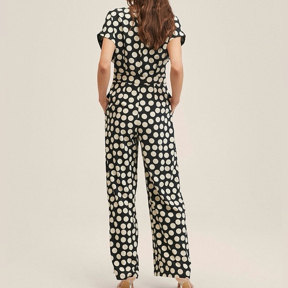 MANGO Polka Dot Print Wide Leg Sleeveless Jumpsuit - Picture 3 of 14